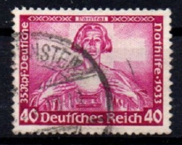 Michel Nr.507 A, Deutsche Nothilfe 40 + 25 Pf gestempelt.